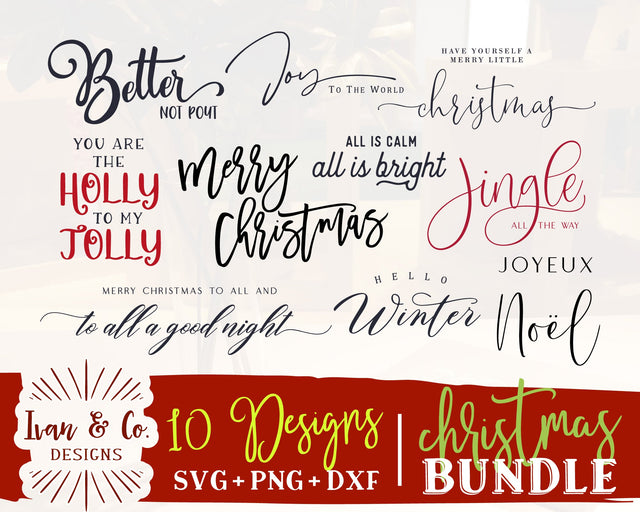 10 Christmas Signs SVG Bundle | Farmhouse Svg | Merry Christmas Svg | Winter Svg | Jingle all the way Svg | Commercial Use | Digital Cut Files (1214234687) SVG Ivan & Co. Designs 