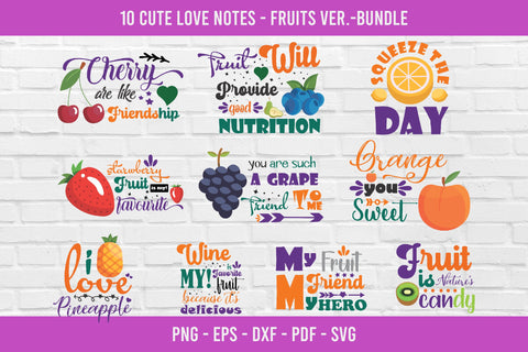 10 Cute Love Notes - Fruits Ver - Svg Bundle SVG balya ibnu bi malkan 