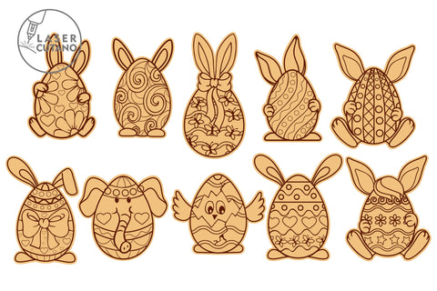 10 DIY Easter Eggs Multilayer Laser Cut Design, Multilayer Laser Cut Files, Mandala, Round Sign SVG, 3D Designs, Mini Design Bundles SVG LaserCutano 