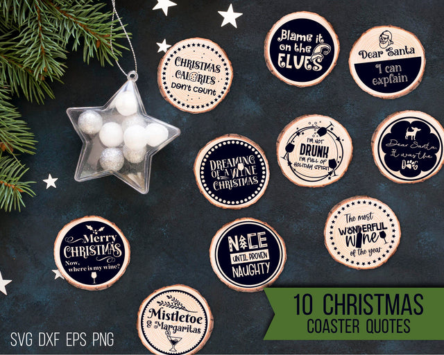10 funny Christmas coaster quotes SVG Boertiek 