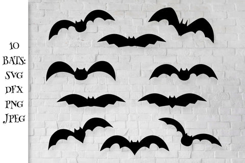 10 Halloween Bats SVG Bundle. Bat Silhouettes Cut Files. SVG LaBelezoka 