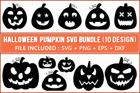 10 Halloween Pumpkin SVG Bundle, Pumpkin Silhouette SVG Shetara Begum 