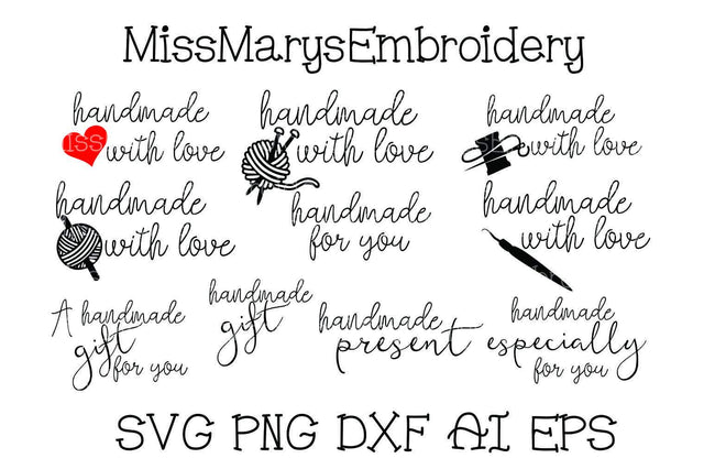 10 Handmade Crafting Sayings SVG MissMarysEmbroidery