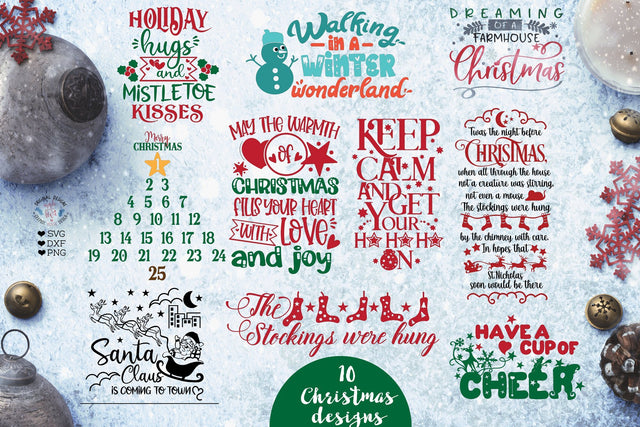10 Happy Christmas Signs Designs - Christmas Cut Files Bundle SVG Graphic House Design 