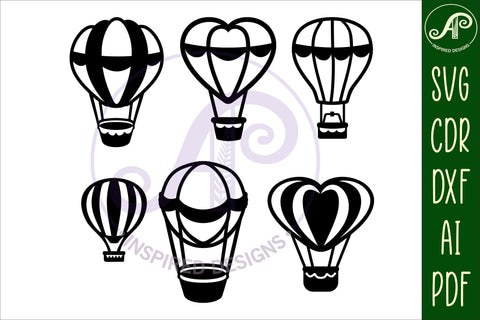 10 Hot air balloon and 8 cloud cut out designs, laser cut SVG APInspireddesigns 