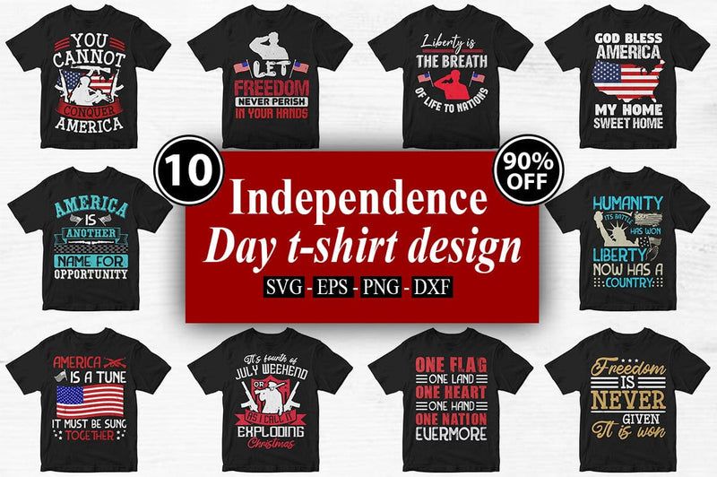 10 Independence Day t-shirt design Bundle-Trendy Pod Best T-Shirt Design Bundle SVG Svgcraft 