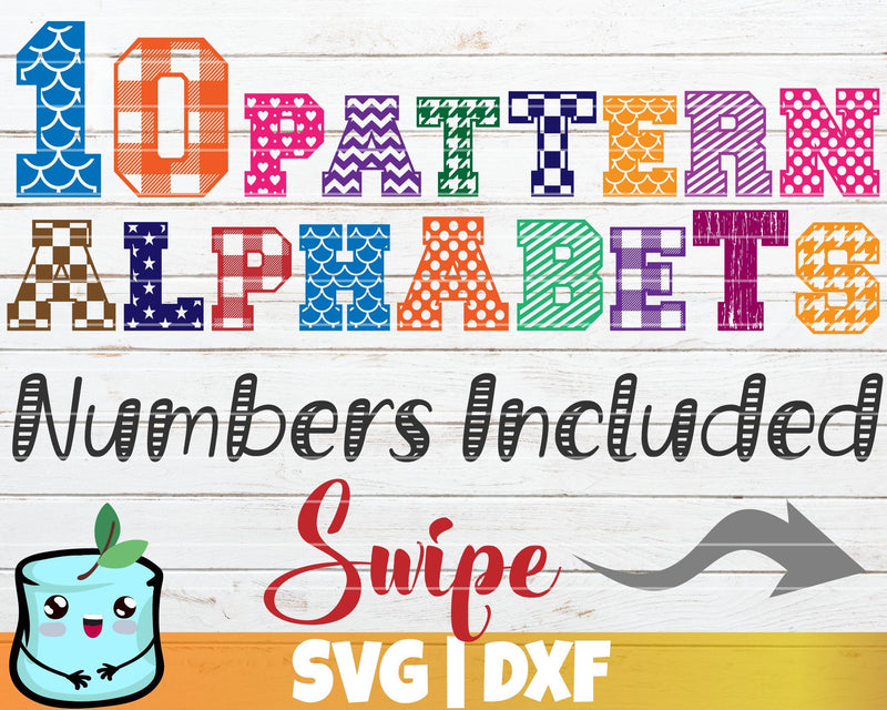 10 Pattern Alphabets And Numbers SVG Bundle SVG MintyMarshmallows 