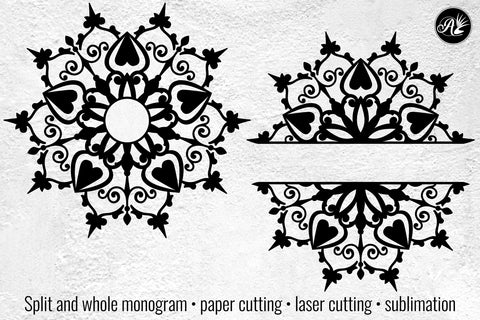10-point Hearts Mandala Monogram cut files SVG Angel on Empire 