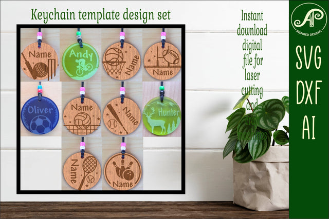 10 Sport theme keychain DIGITAL SVG personalized SVG APInspireddesigns 