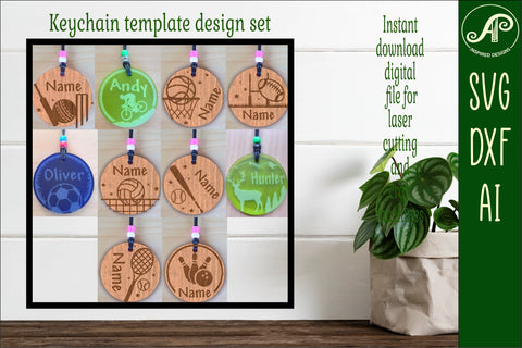 10 Sport theme keychain DIGITAL SVG personalized SVG APInspireddesigns 