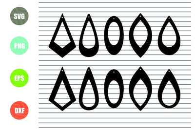 10 Styles Earrings SVG - Leather Earrings SVG - Teardrops Earrings Svg - Earrings Cut File - Teardrops Silhouette - Instant Download SVG Artstoredigital 