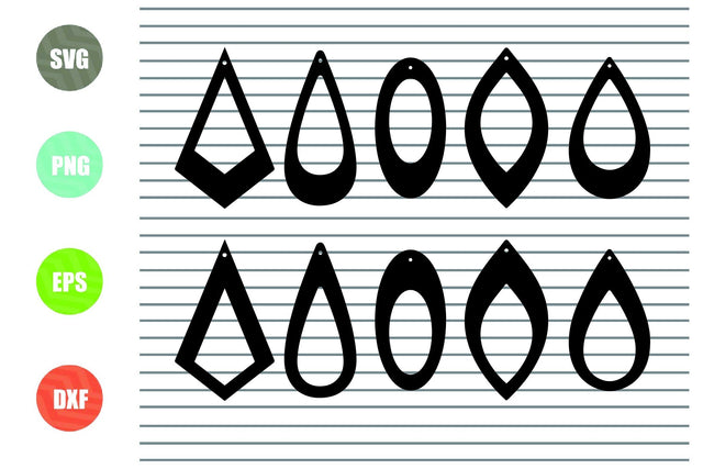 10 Styles Earrings SVG - Leather Earrings SVG - Teardrops Earrings Svg - Earrings Cut File - Teardrops Silhouette - Instant Download SVG Artstoredigital 