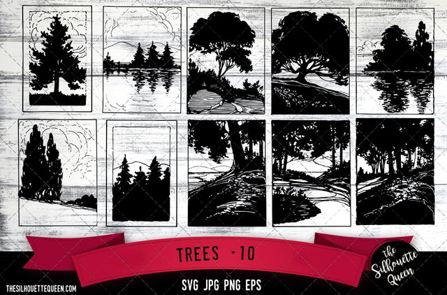 10. Trees - 10 SVG -Vector Art Commercial & Personal Use- Cricut,Silhouette,Cameo,Vinyl Cut SVG Loveleen Kaur 