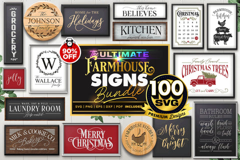 100 Christmas Farmhouse Signs Bundle | SVG BEST SELLER | SVG The Vintage Signs Shop 