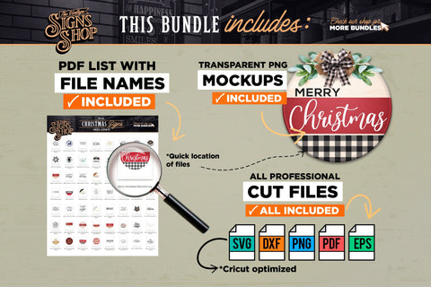 100 Christmas MEGA Bundle | SVG Door Signs | 100 SVG Christmas Door Hangers SVG The Vintage Signs Shop 