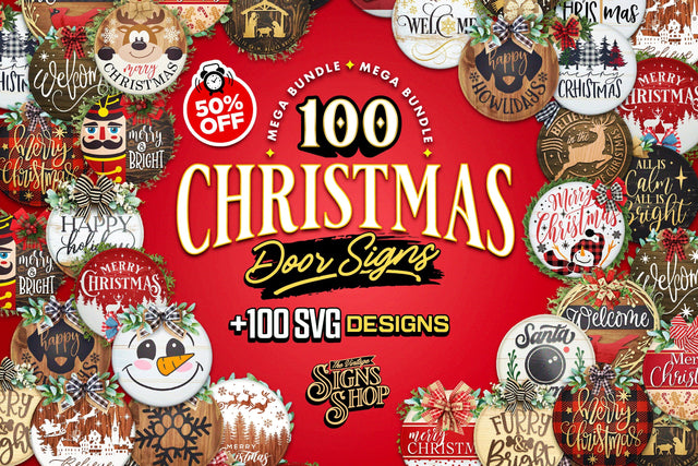 100 Christmas MEGA Bundle | SVG Door Signs | 100 SVG Christmas Door Hangers SVG The Vintage Signs Shop 