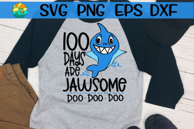 100 Days - Jawsome - Shark - SVG PNG EPS DXF SVG On the Beach Boutique 