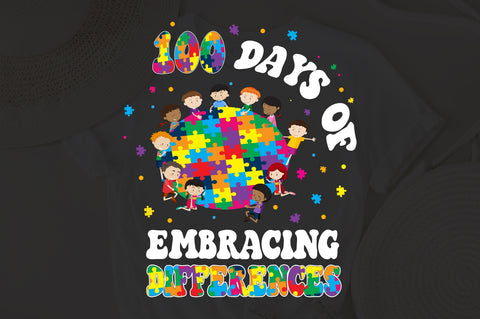 100 Days Of Embracing Differences svg, Autism Awareness svg, 100 Days svg, Puzzle svg, Autism svg, Autism svg, Autism Awareness SVG Fauz 