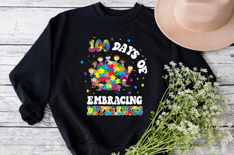 100 Days Of Embracing Differences svg, Autism Awareness svg, 100 Days svg, Puzzle svg, Autism svg, Autism svg, Autism Awareness SVG Fauz 