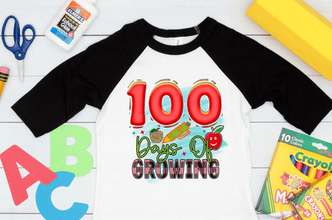 100 days of growing Sublimation PNG, 100 Days Of School Sublimation Design Sublimation Regulrcrative 
