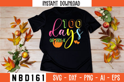 100 days of pre-k T-Shirt Design SVG Nbd161 