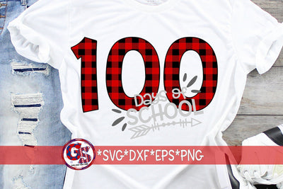 100 Days Of School Buffalo Plaid SVG DXF EPS PNG SVG Greedy Stitches 