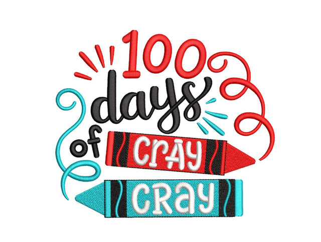 100 Days of School Embroiderry Design, 100 Days of Cray Cray Embroidery, School, Kindergarten Embroidery, 4 sizes, Instant download Embroidery/Applique DESIGNS Nino Nadaraia 