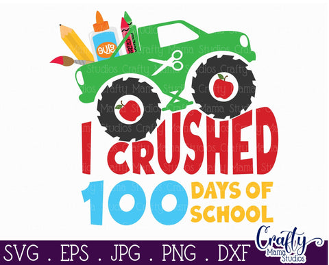 100 Days Of School, Monster Truck Svg, School Svg, Truck Svg SVG Crafty Mama Studios 