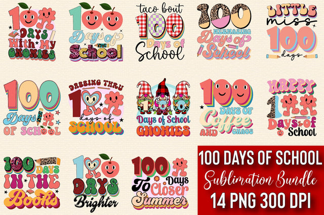 100 Days of School Sublimation Bundle Sublimation SVGArt 