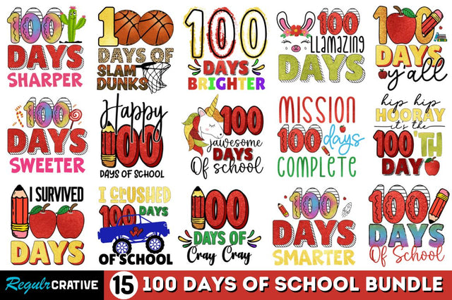 100 Days Of School Sublimation Bundle SVG Regulrcrative 