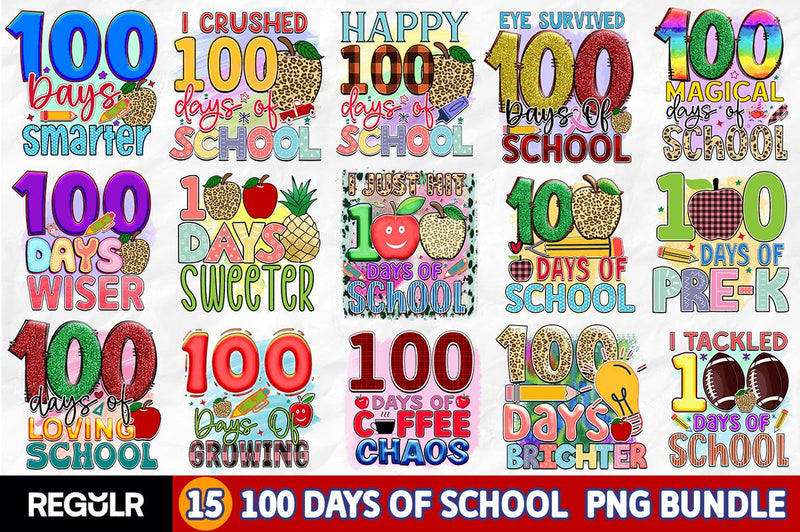 100 Days Of School Sublimation Bundle SVG Regulrcrative 