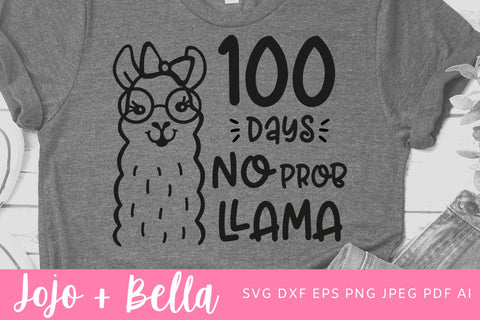 100 Days of School Svg, 100 Days Svg, 100th Day of School Svg, School Svg, 100 days No prob llama Svg, Teacher, Svg Designs For Cricut SVG Jojo&Bella 