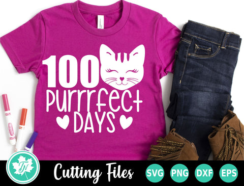 100 Days of School SVG | 100 Purrrfect Days SVG SVG TrueNorthImagesCA 