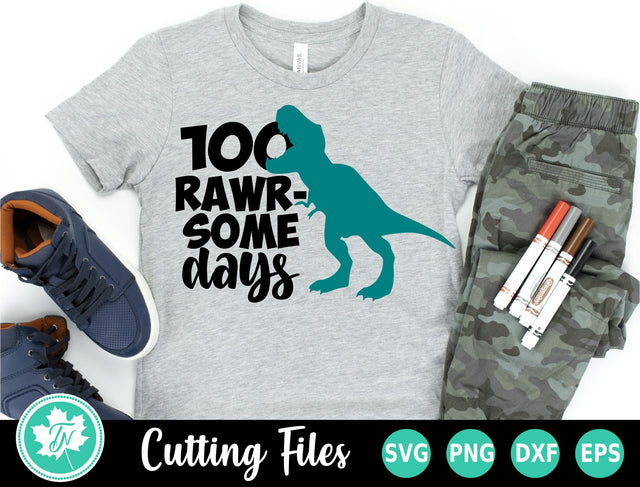 100 Days of School SVG | 100 Rawr Some Days SVG TrueNorthImagesCA 