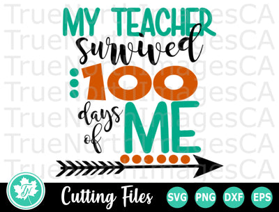 100 Days of School SVG | 100th Day SVG | My Teacher Survived SVG TrueNorthImagesCA 