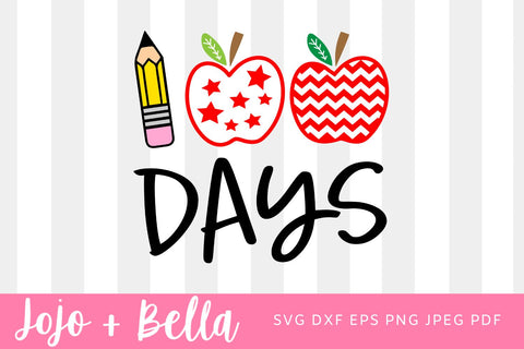 100 Days of School Svg, Apple SVG, Teacher Svg, Svg, School Svg, Kids Svg, Teacher, Svg Designs For Cricut, Sublimation Designs Downloads SVG Jojo&Bella 