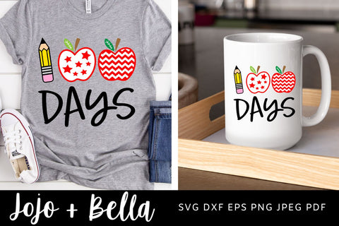 100 Days of School Svg, Apple SVG, Teacher Svg, Svg, School Svg, Kids Svg, Teacher, Svg Designs For Cricut, Sublimation Designs Downloads SVG Jojo&Bella 