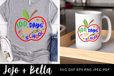 100 Days of School Svg, Apple SVG, Teacher Svg, Svg, School Svg, Kids Svg, Teacher, Svg Designs For Cricut, Sublimation Designs Downloads SVG Jojo&Bella 