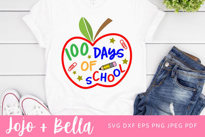100 Days of School Svg, Apple SVG, Teacher Svg, Svg, School Svg, Kids Svg, Teacher, Svg Designs For Cricut, Sublimation Designs Downloads SVG Jojo&Bella 