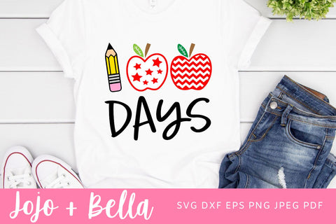 100 Days of School Svg, Apple SVG, Teacher Svg, Svg, School Svg, Kids Svg, Teacher, Svg Designs For Cricut, Sublimation Designs Downloads SVG Jojo&Bella 