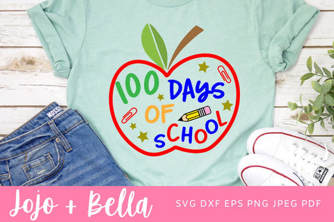 100 Days of School Svg, Apple SVG, Teacher Svg, Svg, School Svg, Kids Svg, Teacher, Svg Designs For Cricut, Sublimation Designs Downloads SVG Jojo&Bella 