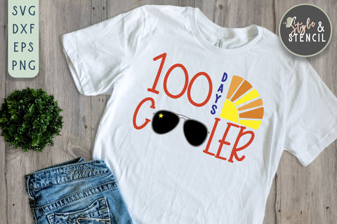 100 Days of School SVG Boy - Cooler - Sunglasses SVG Style and Stencil 