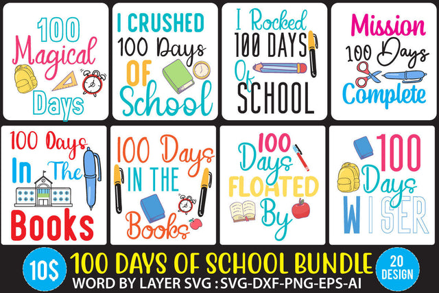 100 Days of School SVG Bundle ,100 Days of School SVG Bundle Quotes , Funny 100 Days of School SVG Bundle SVG BlackCatsMedia 