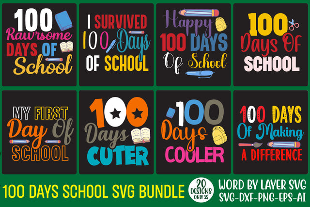 100 Days of School SVG Bundle ,100 Days of School SVG Bundle Quotes , Funny 100 Days of School SVG Bundle SVG Rafiqul20606 