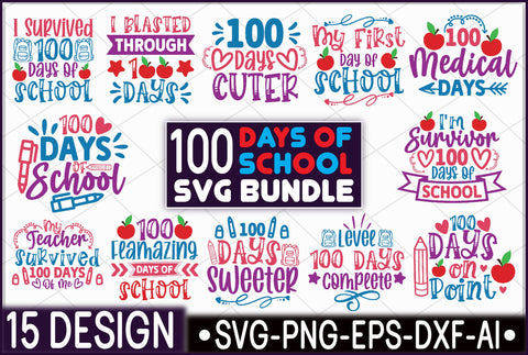 100 Days of School SVG Bundle SVG Ariyan 