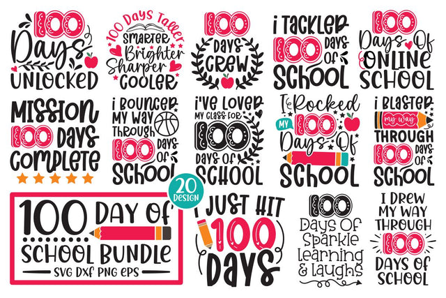 100 days of school SVG Bundle SVG md faruk hossain 