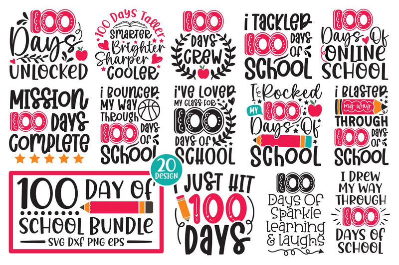 100 days of school SVG Bundle SVG md faruk hossain 