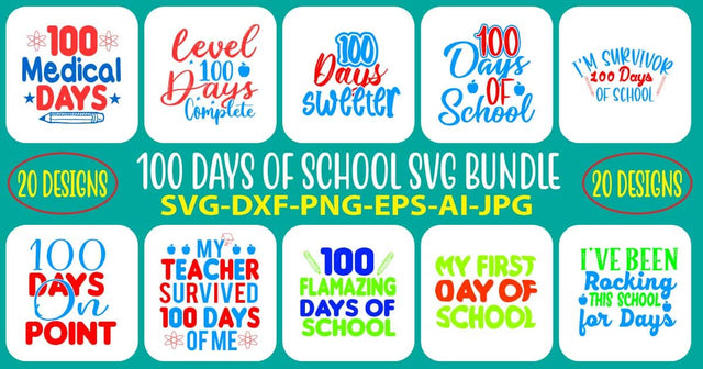100 Days Of School SVG Bundle SVG Syaman 