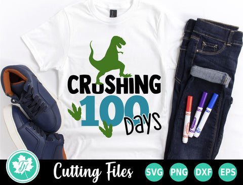 100 Days of School SVG | Crushing 100 Days Dinosaur SVG TrueNorthImagesCA 