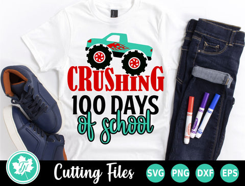 100 Days of School SVG | Crushing 100 Days Monster Truck SVG TrueNorthImagesCA 